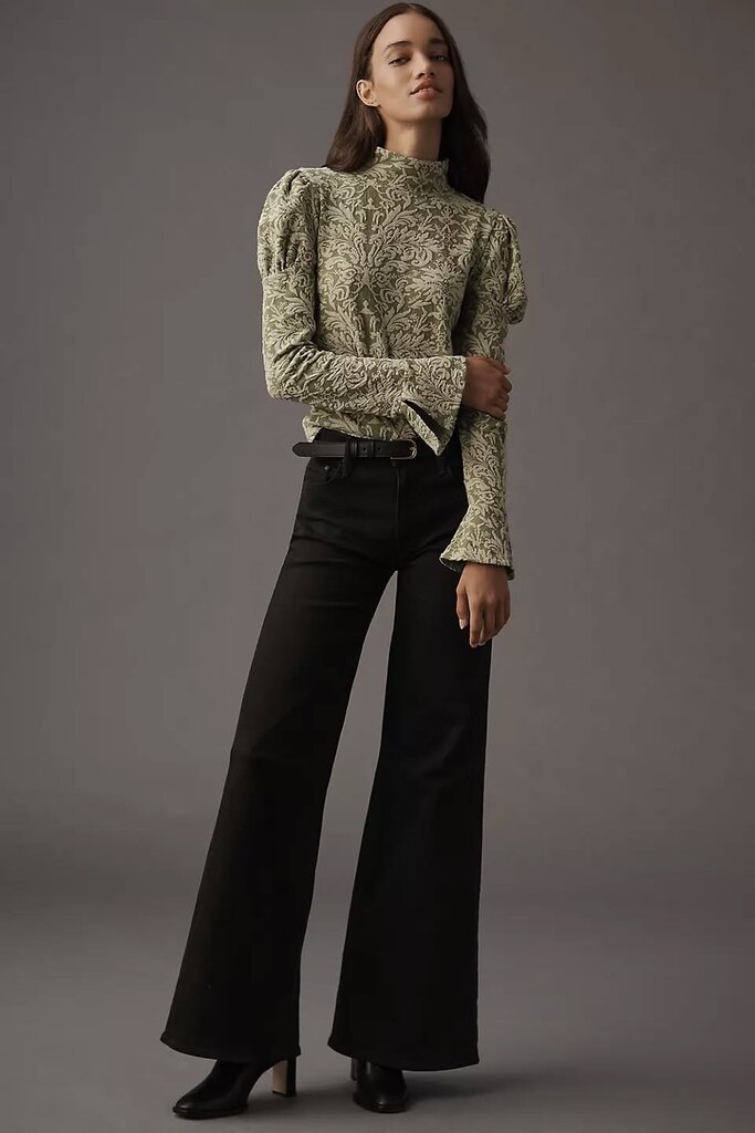 Anthropologie NWT Puff-Sleeve Turtleneck Jacquard Top - Size XS(Retails for $88)