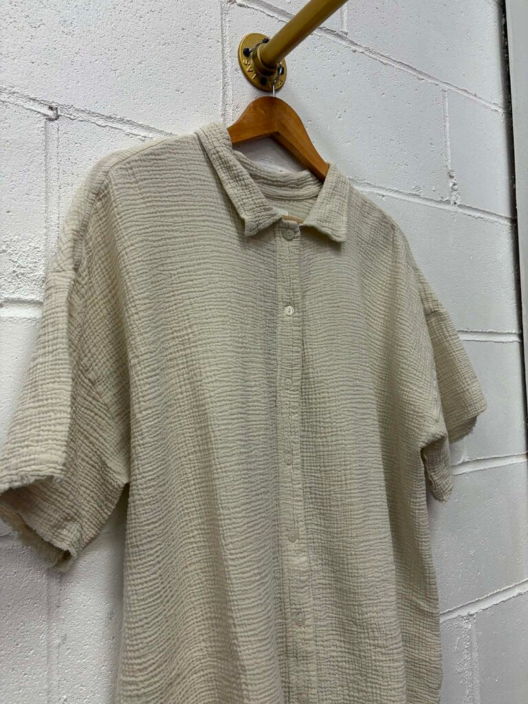 Joah Brown Button Down Tunic in Tan Gauze - Size Medium(Retails $238)