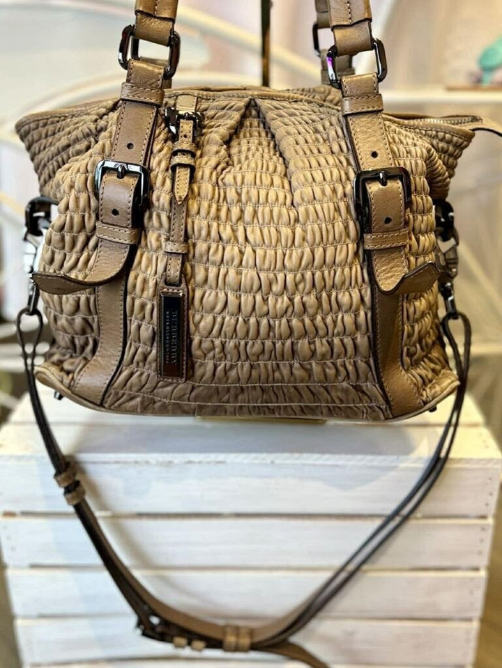 Burberry Pleated Leather Lowry Tote