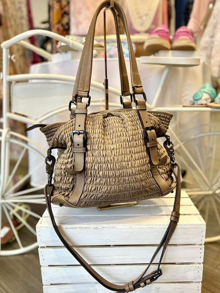 Burberry Pleated Leather Lowry Tote