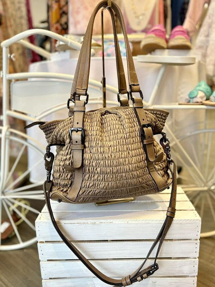 Burberry Pleated Leather Lowry Tote