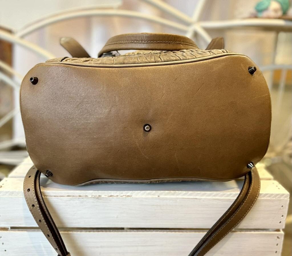 Burberry Pleated Leather Lowry Tote