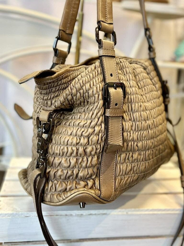 Burberry Pleated Leather Lowry Tote