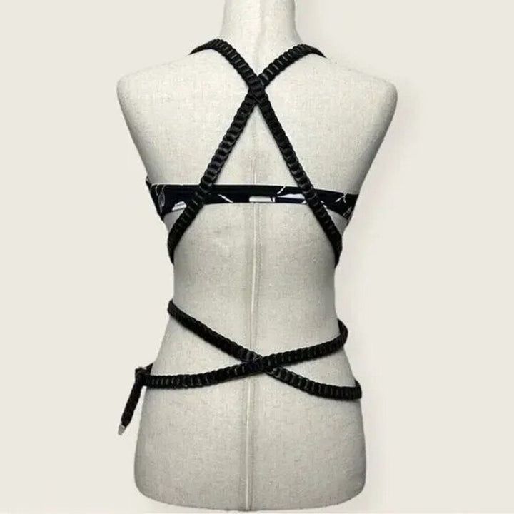 Michael Kors Collection NWT Leather-Trimmed Crepe Bra and Brief Bikini - Size 10 (Retails for $475)