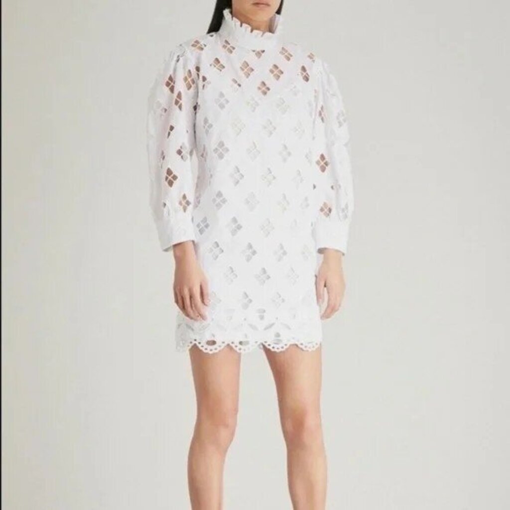 Sandro Houle Embroidered White Eyelet Dress - Size 38