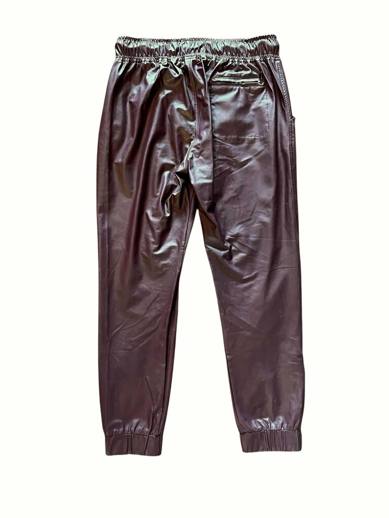 David Lerner Faux Leather Joggers In Espresso Brown - Size XS