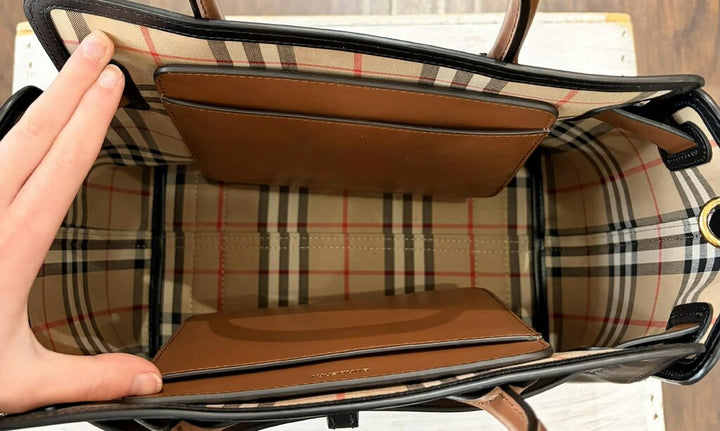 Burberry Smooth Calfskin Triple Stud Small Belt Tote