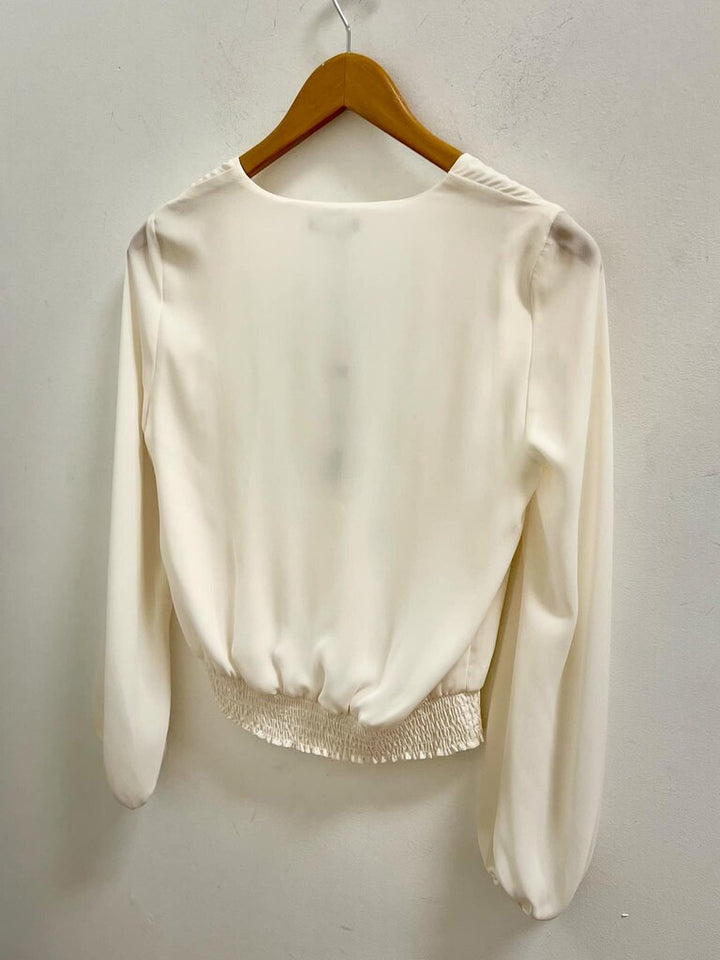 Krisa NWT Smocked Waist Surplice Long Sleeve Blouse Top - Size XS