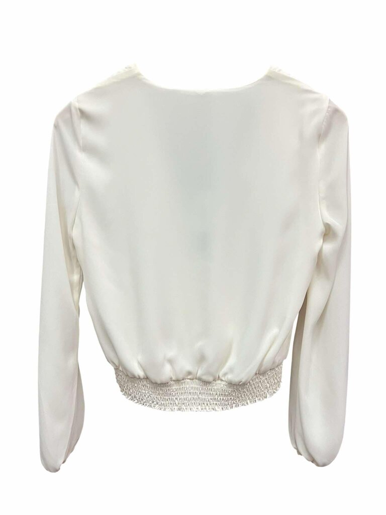 Krisa NWT Smocked Waist Surplice Long Sleeve Blouse Top - Size XS