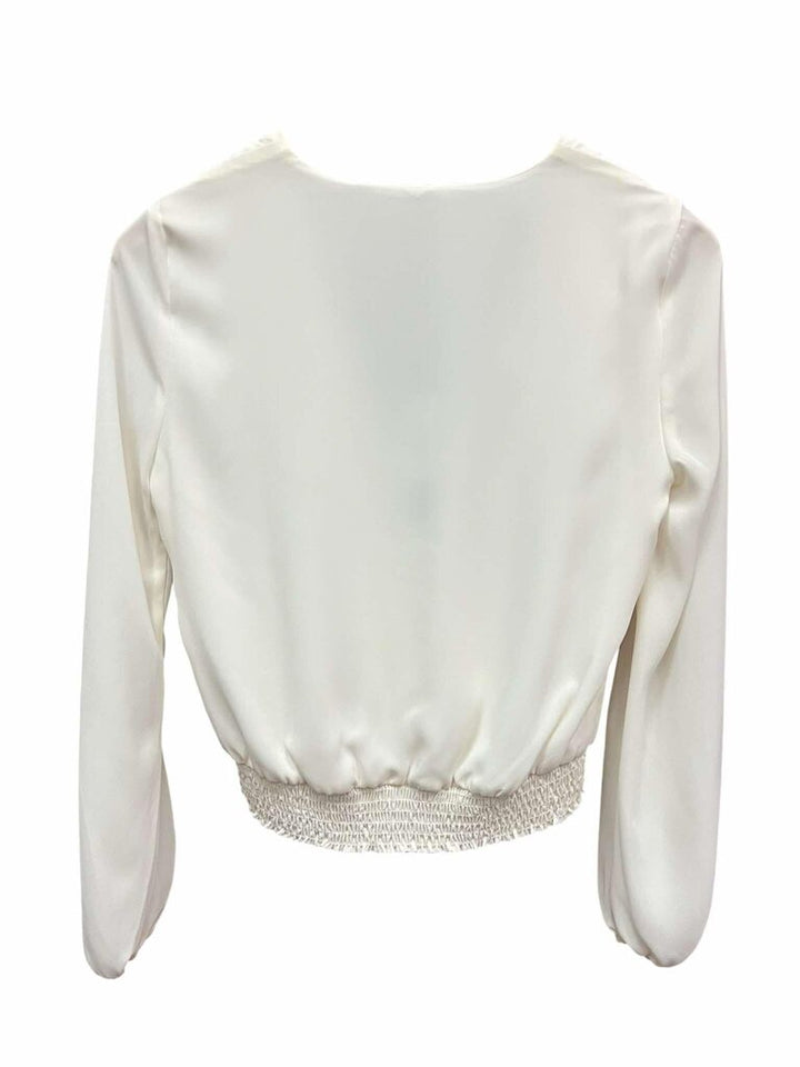 Krisa NWT Smocked Waist Surplice Long Sleeve Blouse Top - Size XS