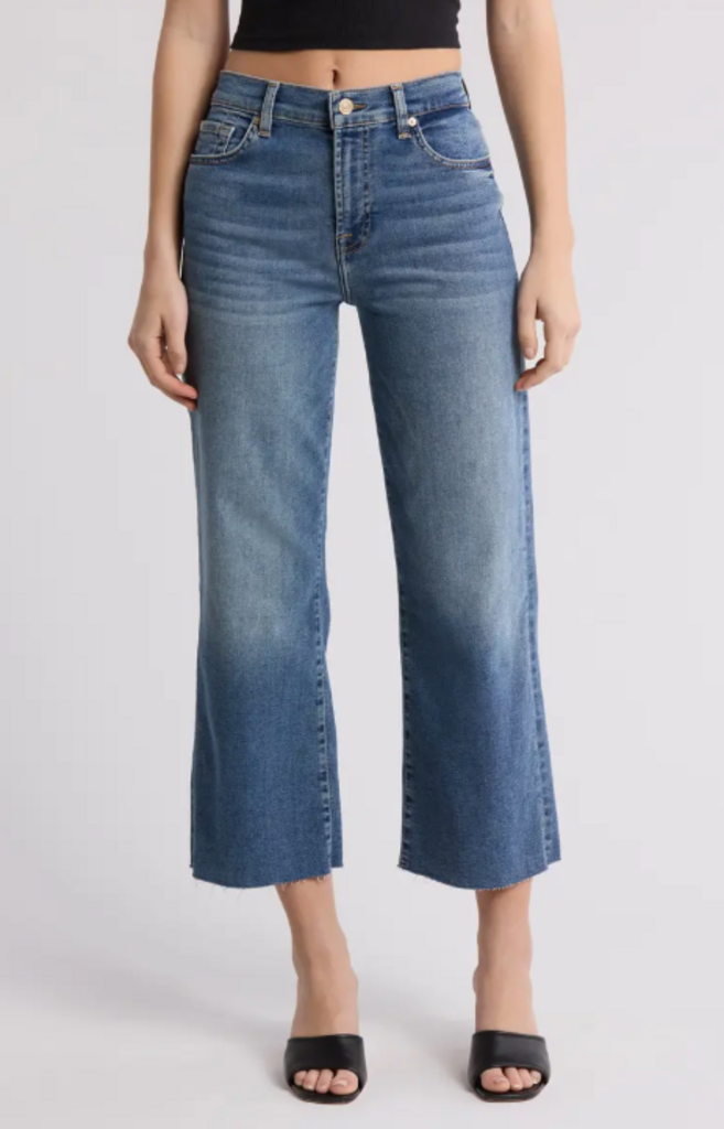 7 For All Mankind Alexa Cut Hem Cropped Jeans in Felicity - Size 25 (Retails for $228)