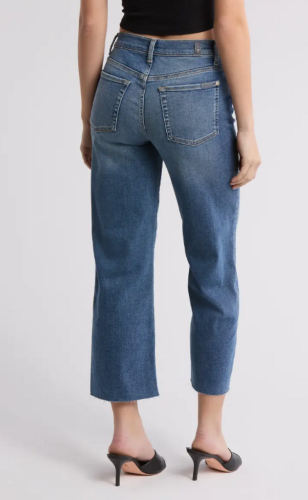 7 For All Mankind Alexa Cut Hem Cropped Jeans in Felicity - Size 25 (Retails for $228)