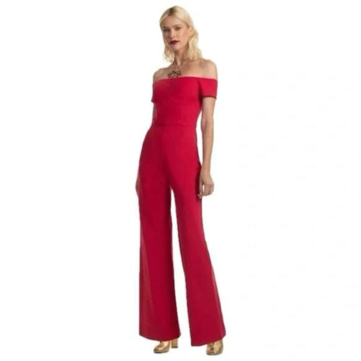 Trina Turk Cherry Red Off Shoulder Jumpsuit - Size 4