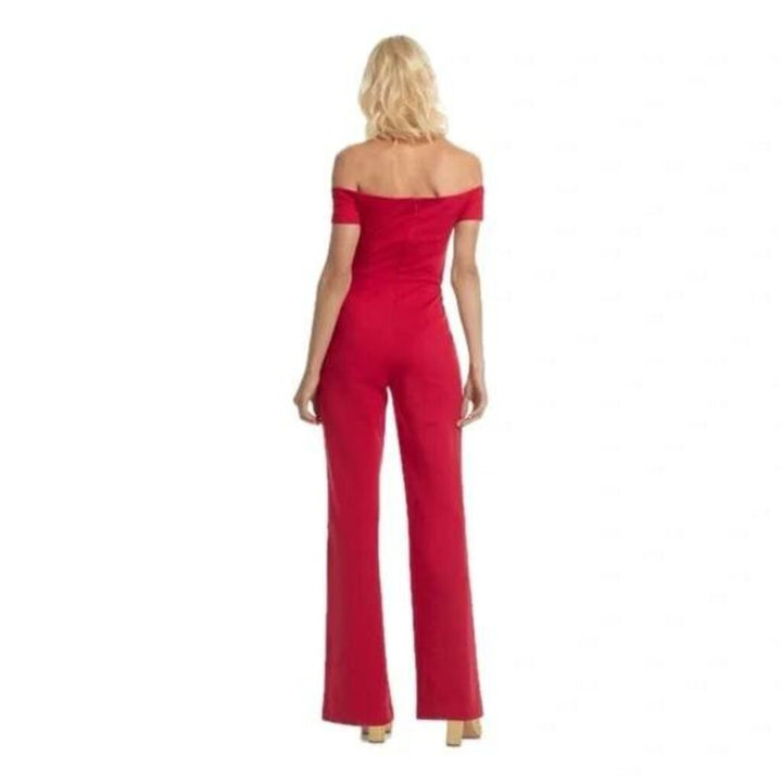 Trina Turk Cherry Red Off Shoulder Jumpsuit - Size 4