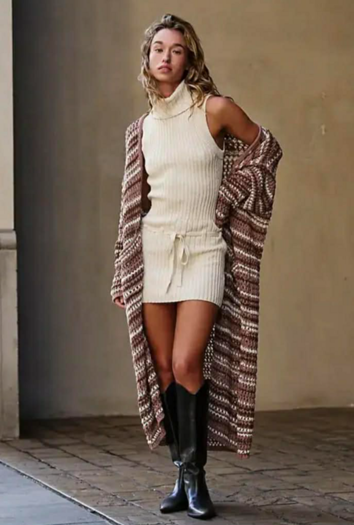 Free People Colette Sweater Cardi In Neutral Combo - Size Medium