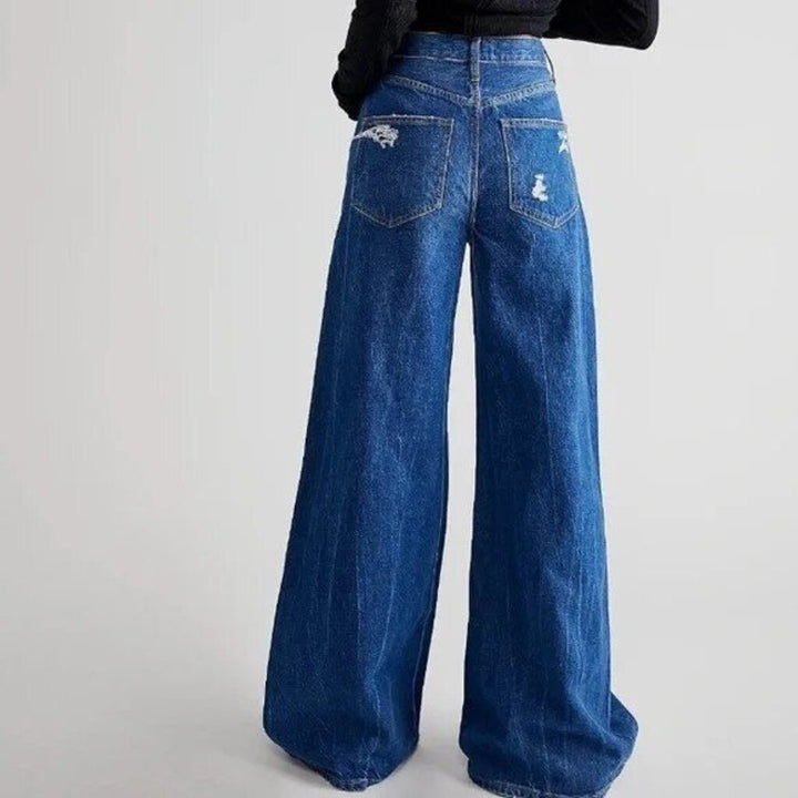 Free People Ellie Distressed Wide Leg Jeans in Cerulean - Size 26