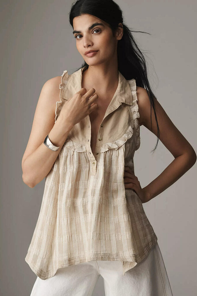 Pilcro NWT Sleeveless Seaside Collared Swing Blouse - Size Medium (retails for $98)