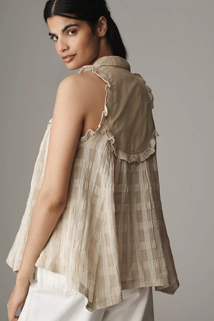Pilcro NWT Sleeveless Seaside Collared Swing Blouse - Size Medium (retails for $98)