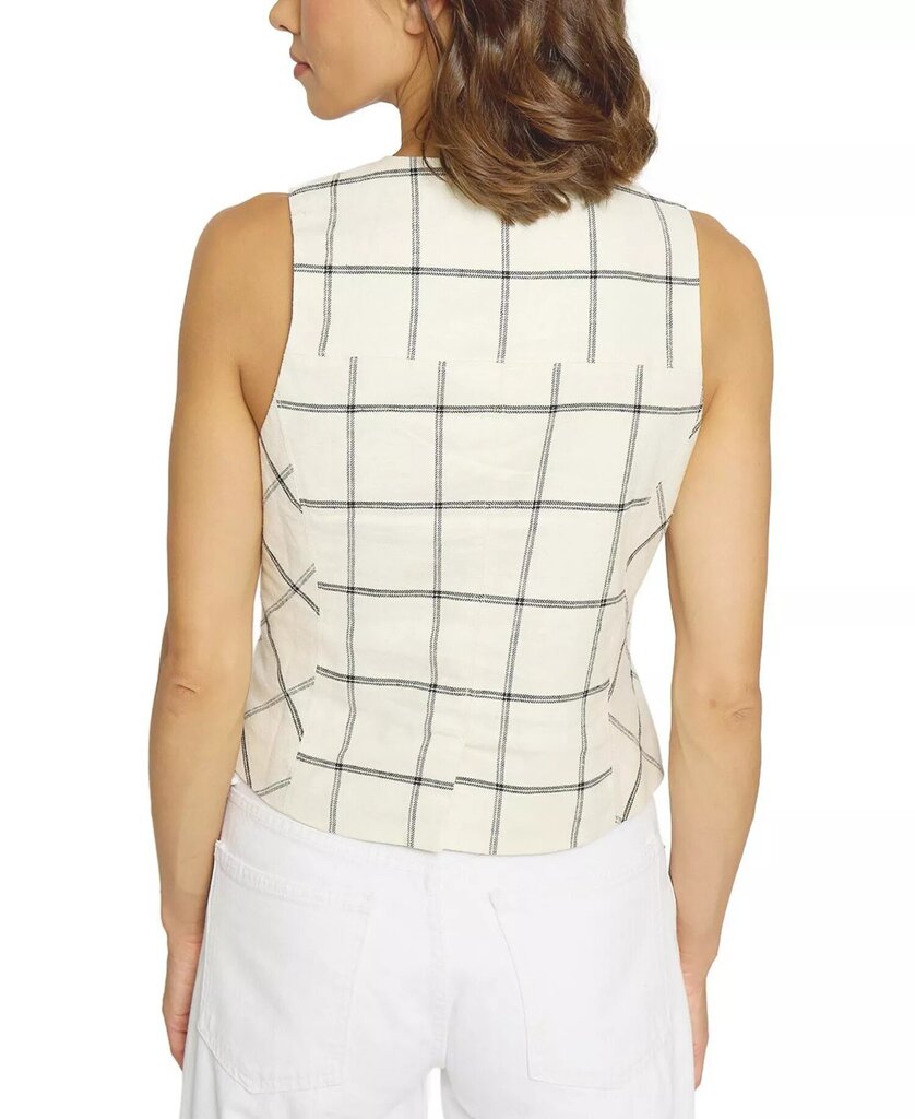 Central Park West Two Tone Linen Vest in Ivory - Size Large (Retails for $147)