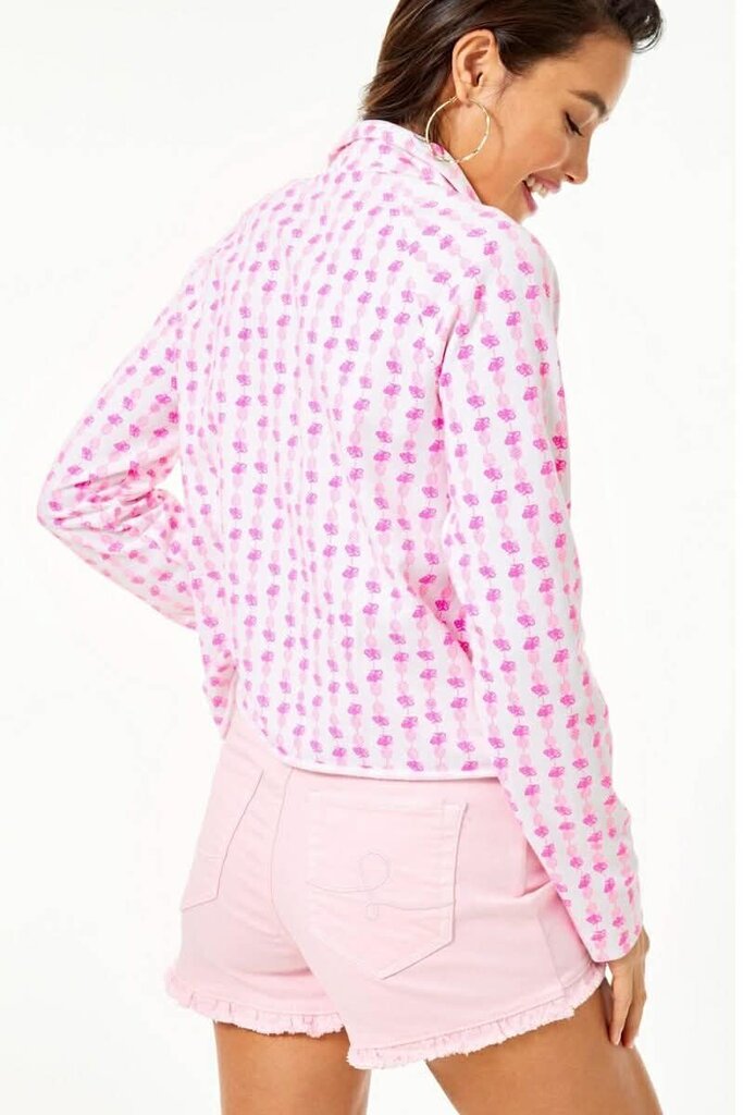 Lilly Pulitzer Ronan Cropped Pullover In Pink - Size Small