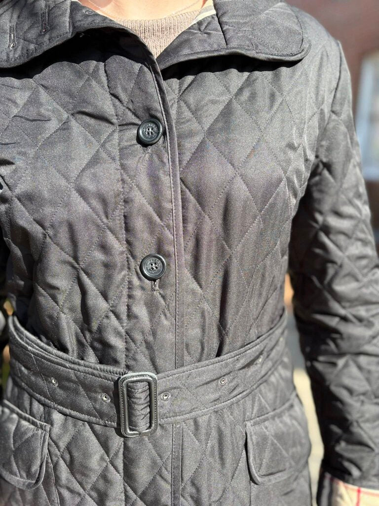 Burberry Quilted Belted Jacket - Size Medium