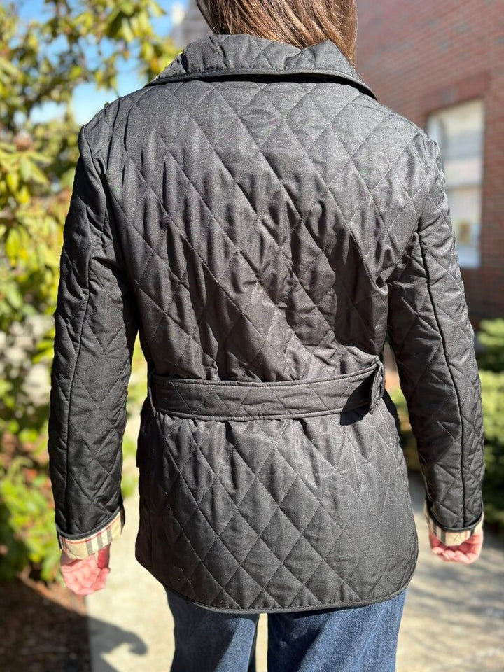 Burberry Quilted Belted Jacket - Size Medium