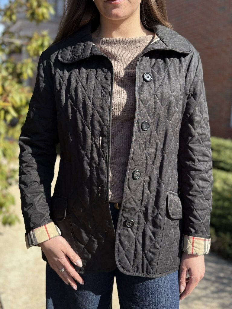Burberry Quilted Belted Jacket - Size Medium