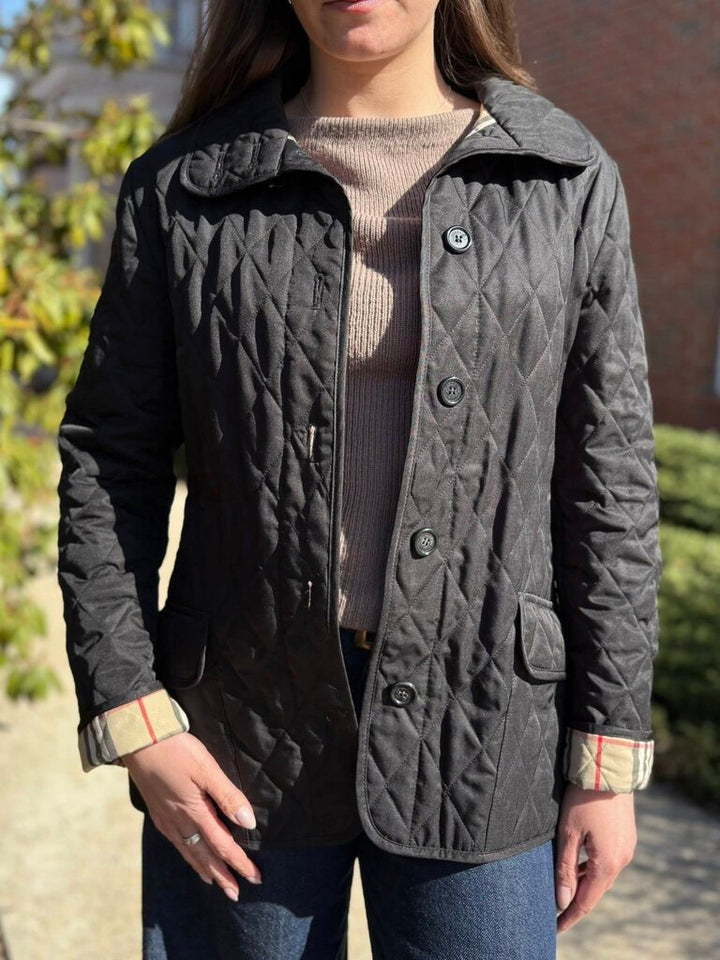 Burberry Quilted Belted Jacket - Size Medium
