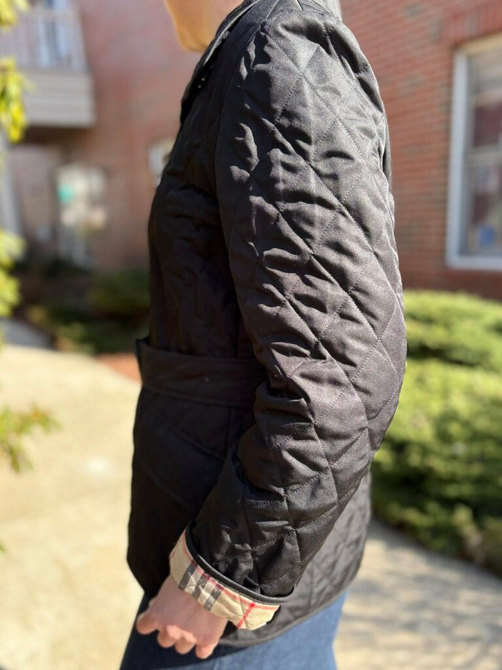 Burberry Quilted Belted Jacket - Size Medium