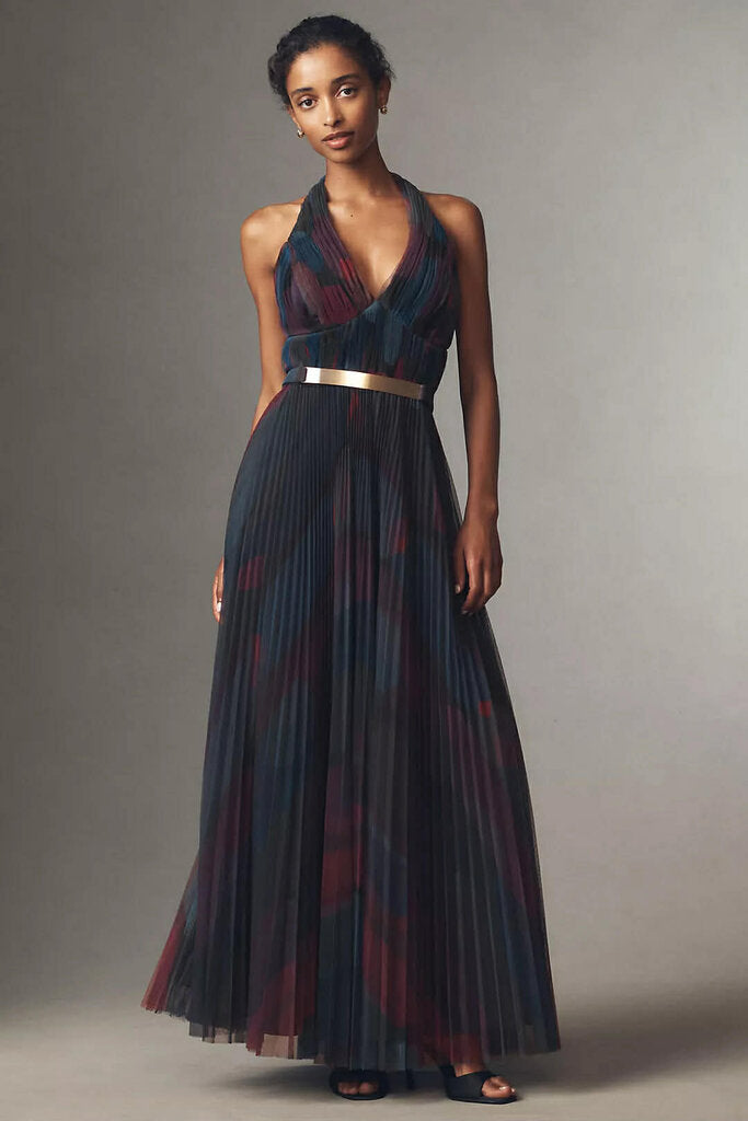 Hutch NWT Liona Halter V-Neck Tulle Maxi Dress - Size 2 (Retails for $395)