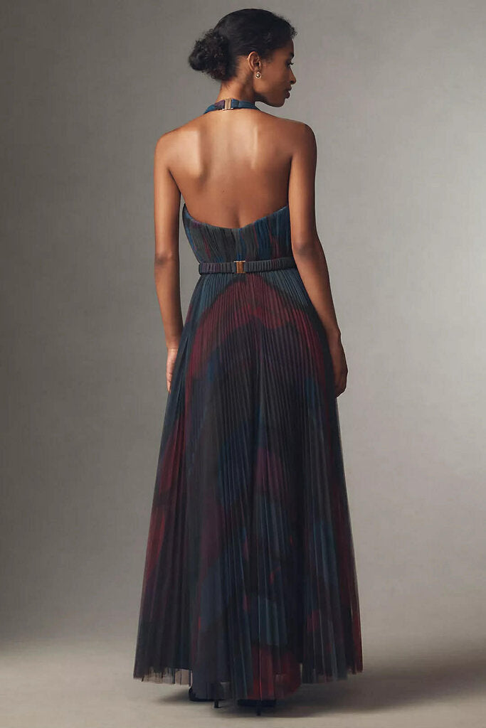Hutch NWT Liona Halter V-Neck Tulle Maxi Dress - Size 2 (Retails for $395)