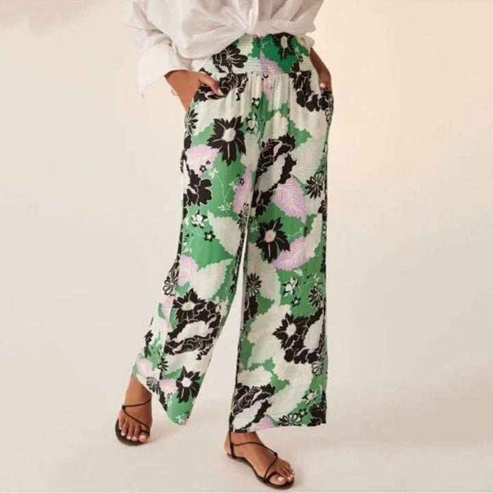 Maeve The Saria Smocked Wide Leg Pants - Size XS