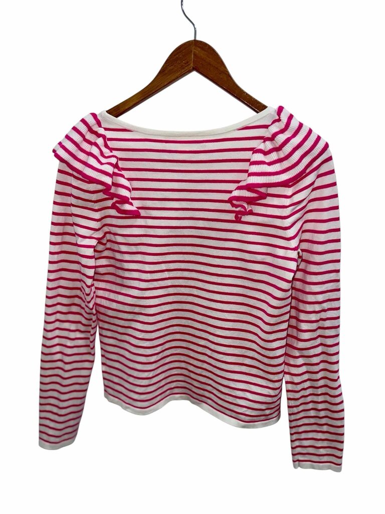 Lilly Pulitzer Pink Ruth Striped Ruffle Sweater - Size Small