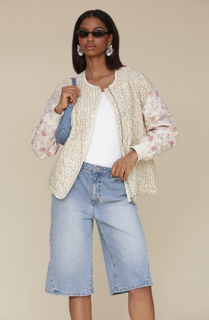 Avec Les Filles Floral Quilted Jacket - Size XS