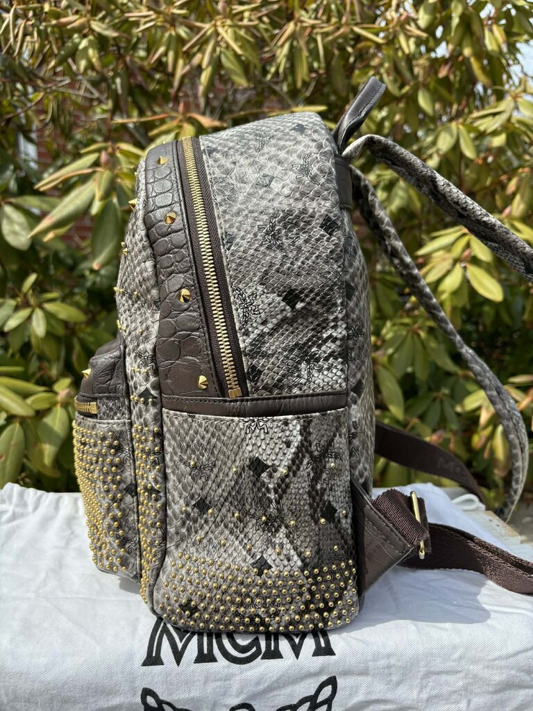 bristol medium studded leather backpack MCM Visetos Snakeskin Studded Leather Backpack – Chic Boutique Consignments