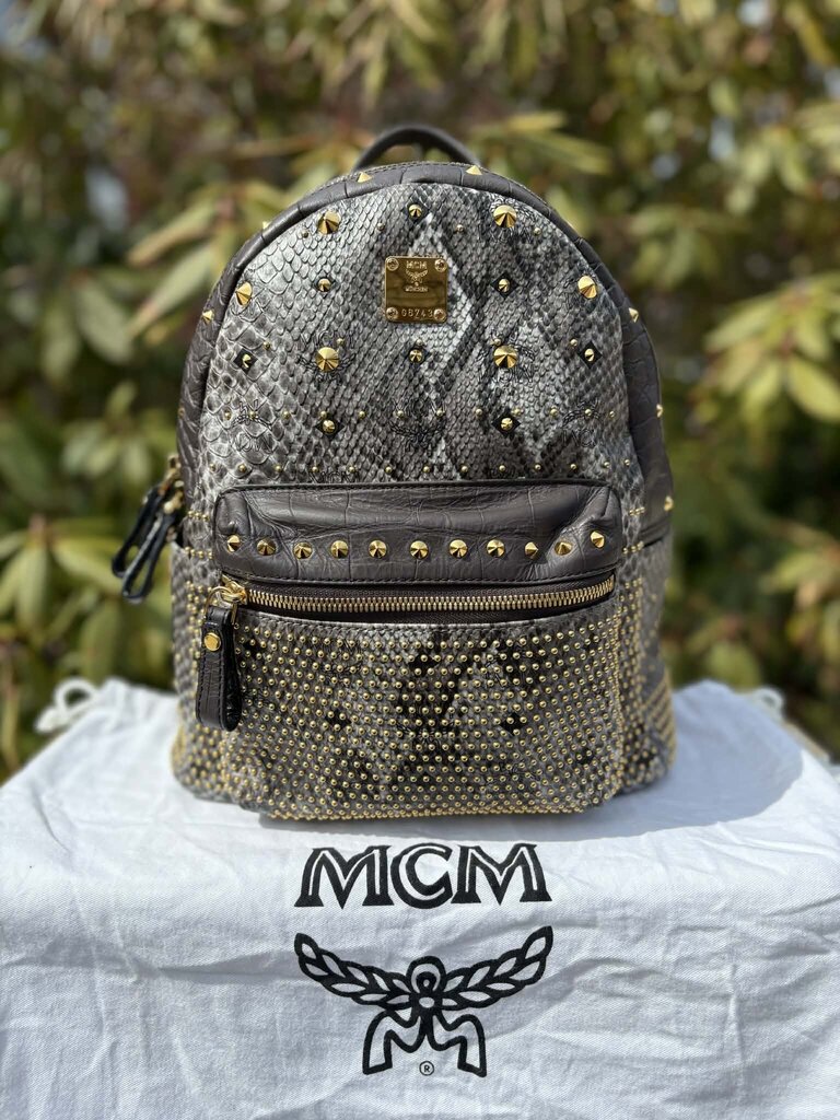 MCM Visetos Snakeskin Studded Leather Backpack – Chic Boutique Consignments