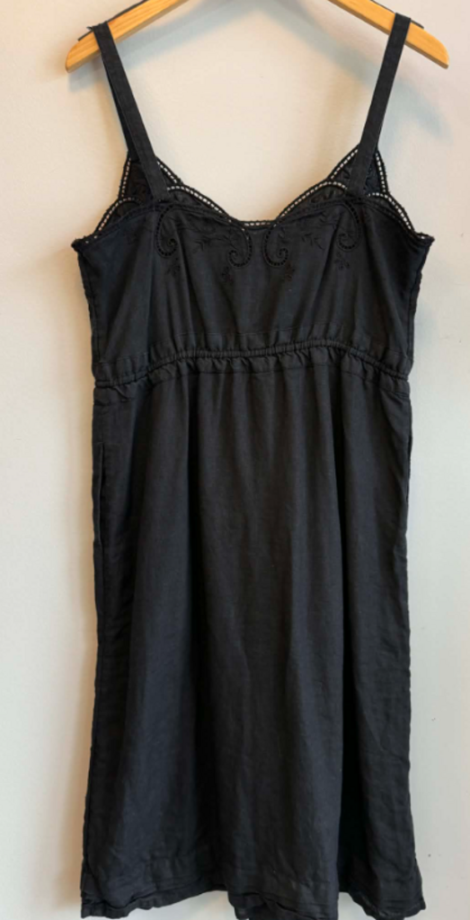 J Crew Black Embroidered Linen Midi Dress - Size 8