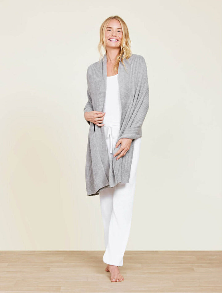 Barefoot Dreams Cozy Chic Lite Heathered Travel Shawl in Dove Gray - One Size (Retails for $125)