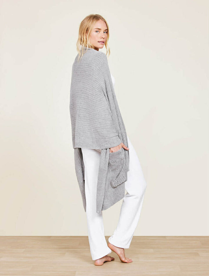 Barefoot Dreams Cozy Chic Lite Heathered Travel Shawl in Dove Gray - One Size (Retails for $125)