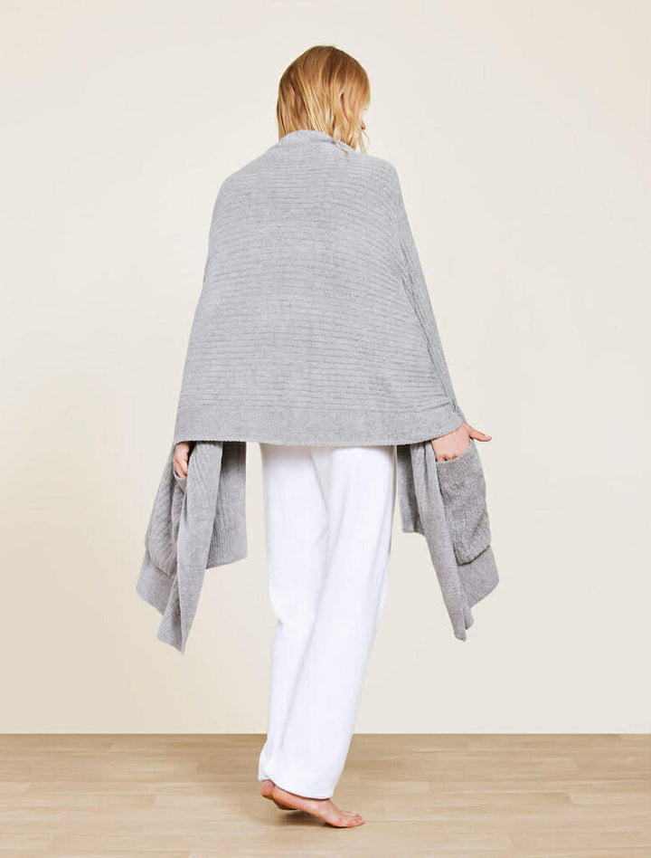 Barefoot Dreams Cozy Chic Lite Heathered Travel Shawl in Dove Gray - One Size (Retails for $125)