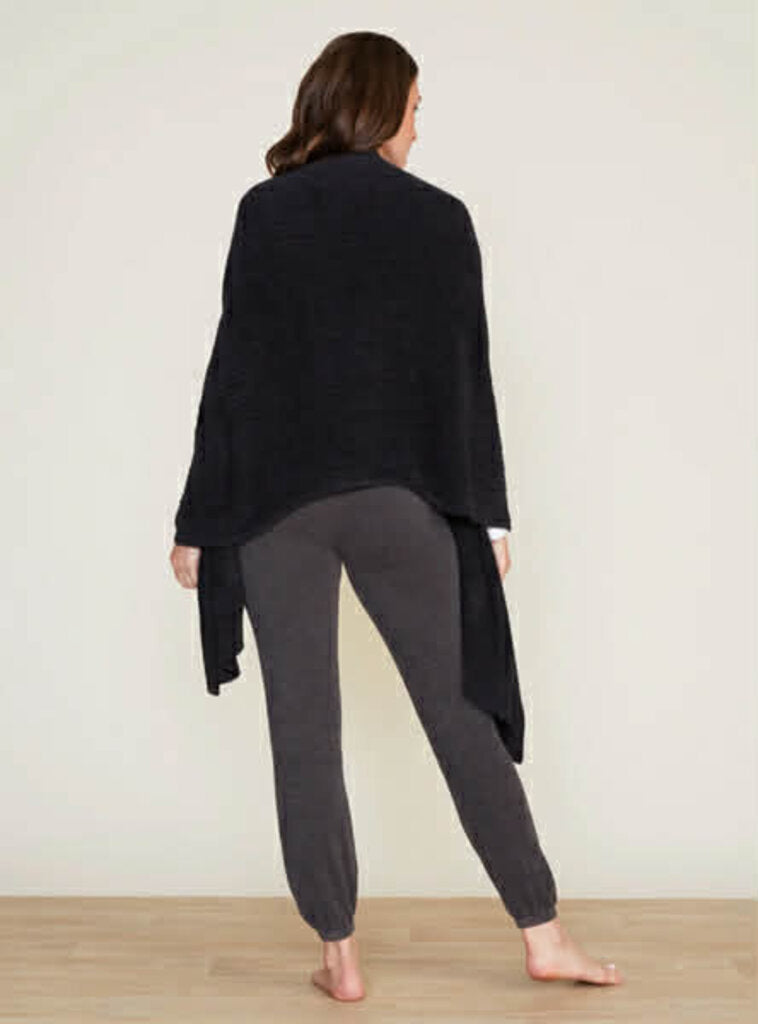 Barefoot Dreams Cozy Chic Lite Heathered Travel Shawl in Black - One Size (Retails for $125)