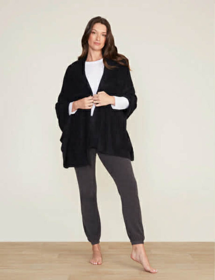 Barefoot Dreams Cozy Chic Lite Heathered Travel Shawl in Black - One Size (Retails for $125)