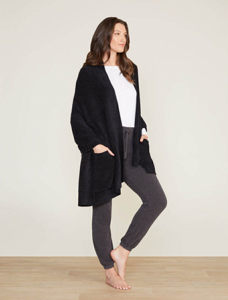 Barefoot Dreams Cozy Chic Lite Heathered Travel Shawl in Black - One Size (Retails for $125)