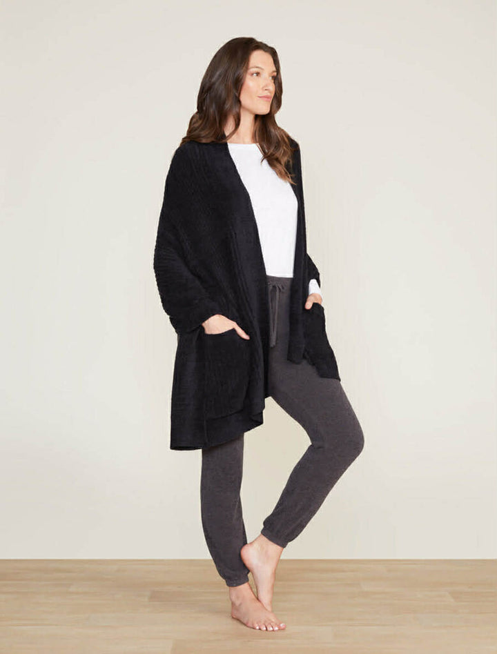 Barefoot Dreams Cozy Chic Lite Heathered Travel Shawl in Black - One Size (Retails for $125)