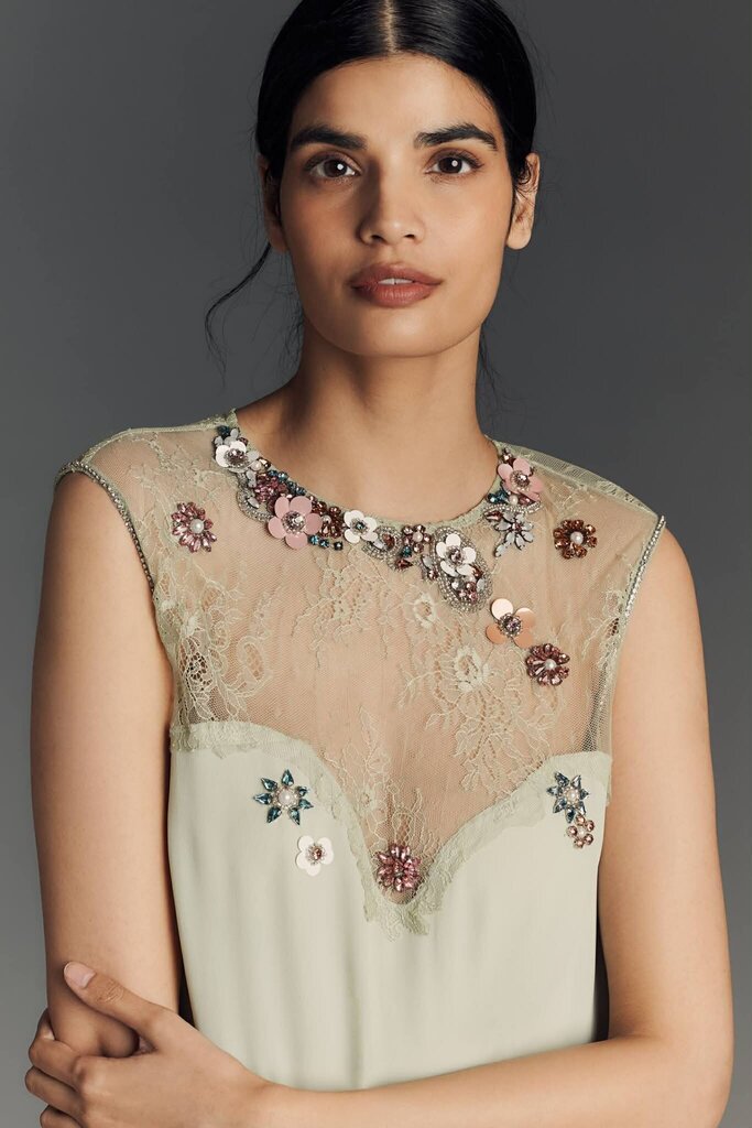 Anthropologie NWT Forever That Girl Floral Applique Sleeveless Midi Dress (Retails $228) - Size Large