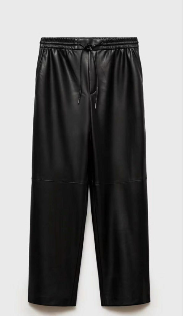 Mango Faux Leather Pants With Elastic Waist - Size Small