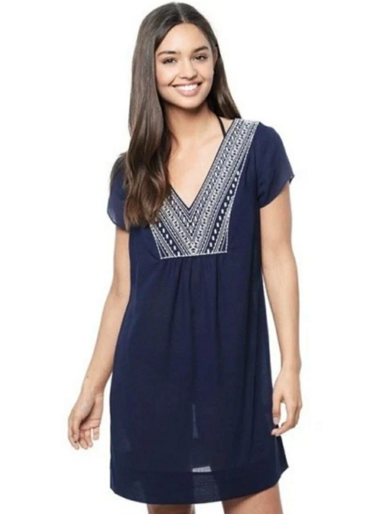 Vineyard Vines Navy Embroidered Cover-Up Dress - Size Small