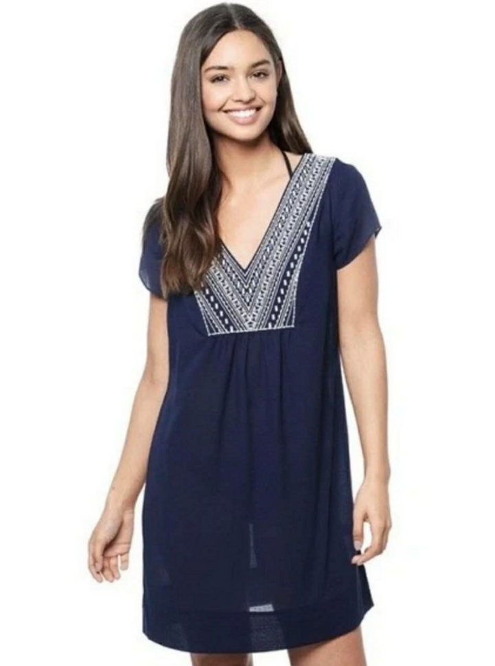 Vineyard Vines Navy Embroidered Cover-Up Dress - Size Small