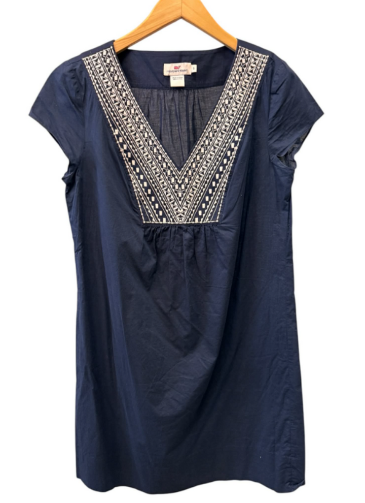 Vineyard Vines Navy Embroidered Cover-Up Dress - Size Small