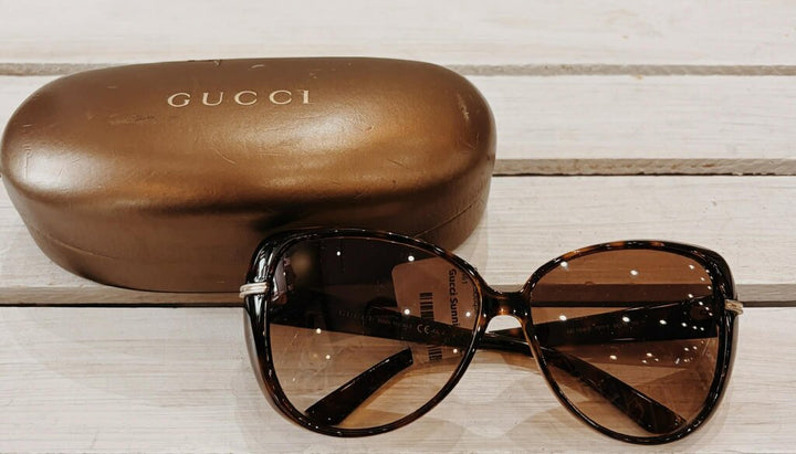 Gucci Tortoise Shell Rectangle Frame Sunglasses (w/ case)